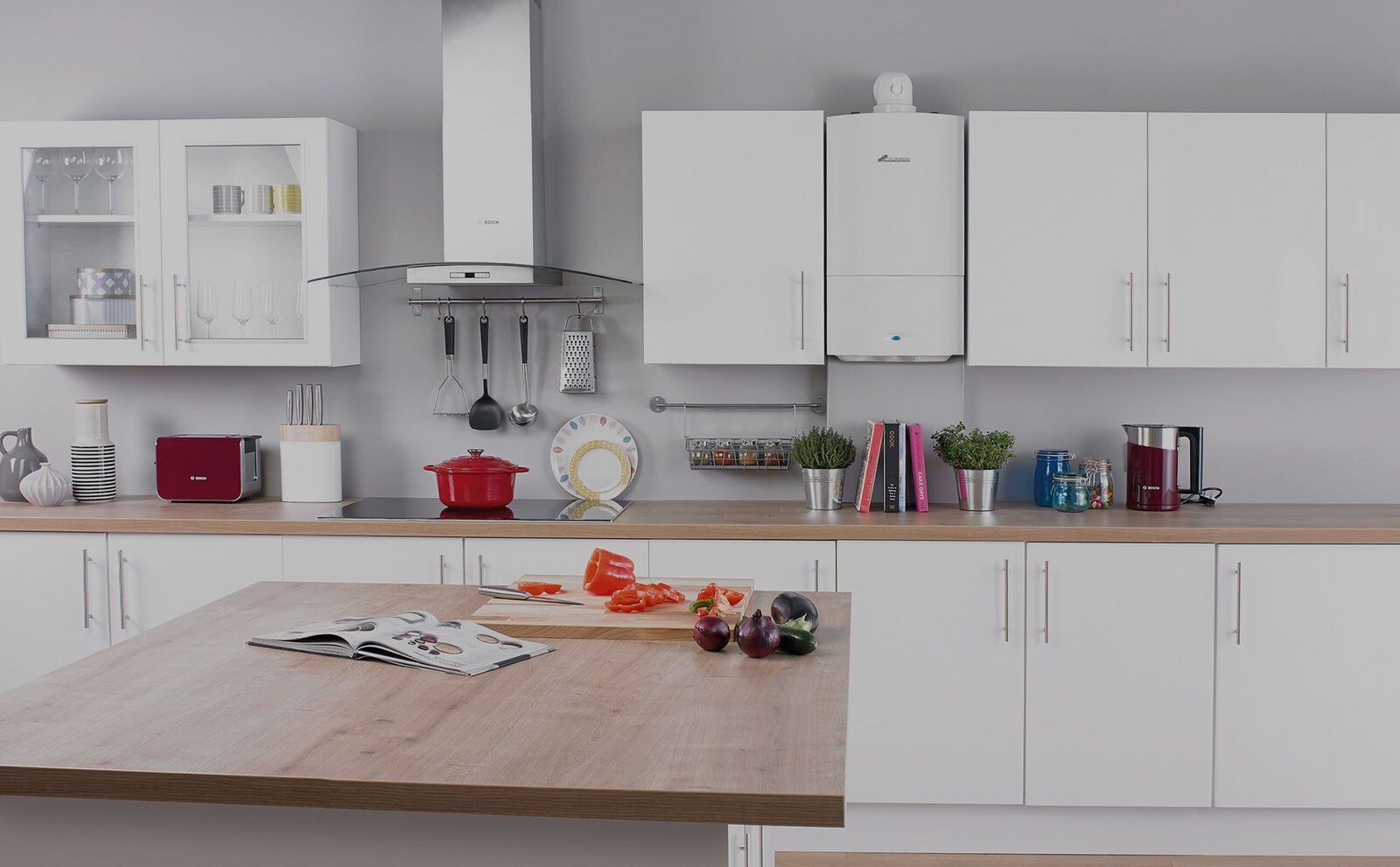 Boiler fitted in a kitchen